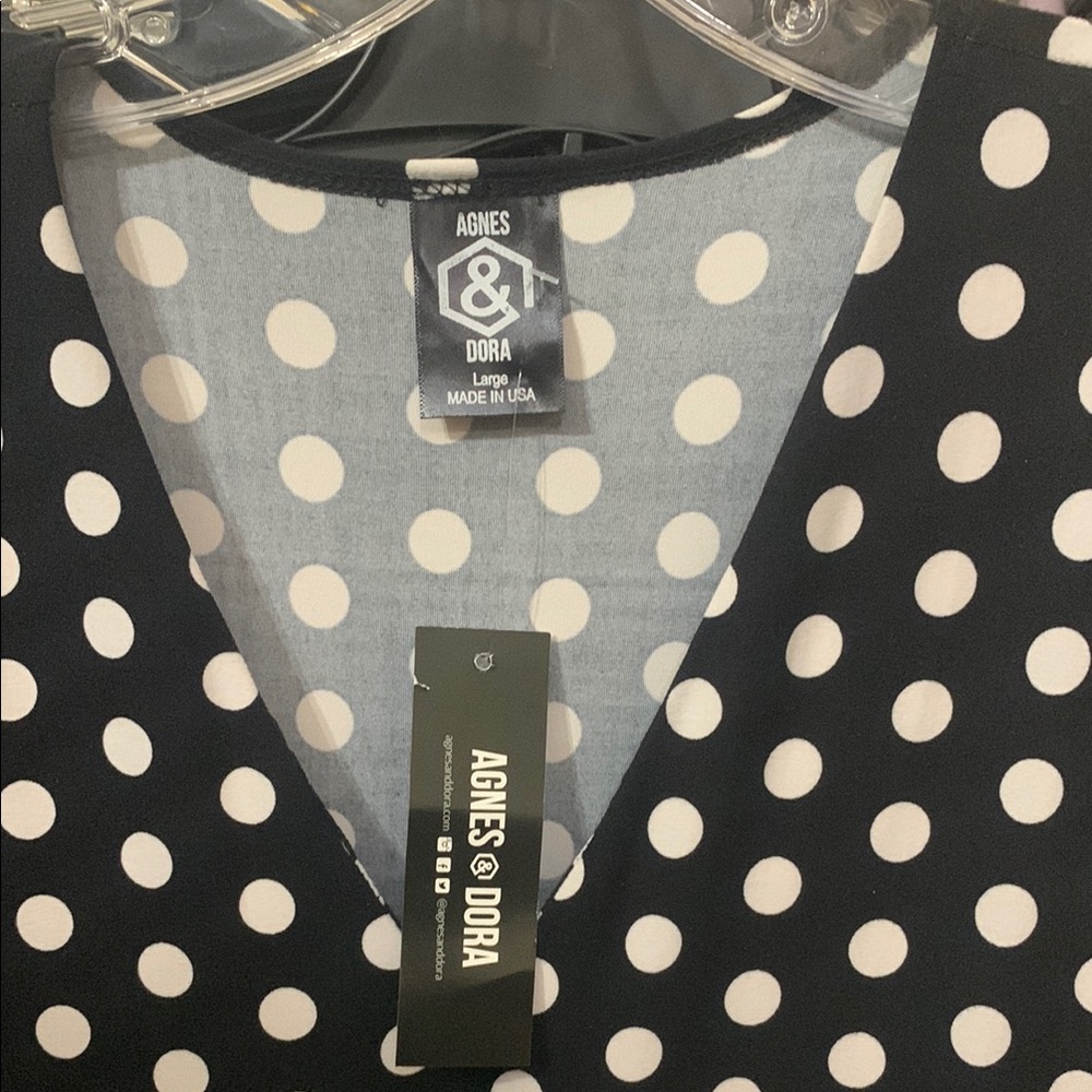 Agnes & Dora Navy and White Polka Dot Top